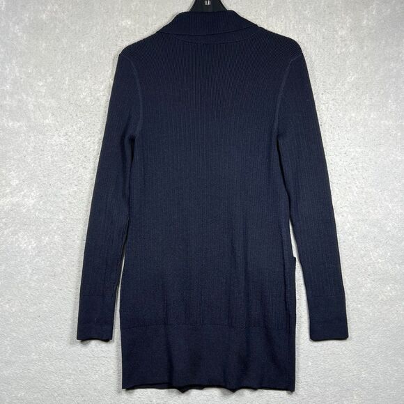 Tory Burch Marcia Button Down Cardigan Sweater Wool Navy Blue Women’s Large $395 - Picture 8 of 12